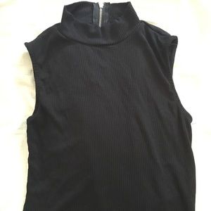 Black turtle neck crop top